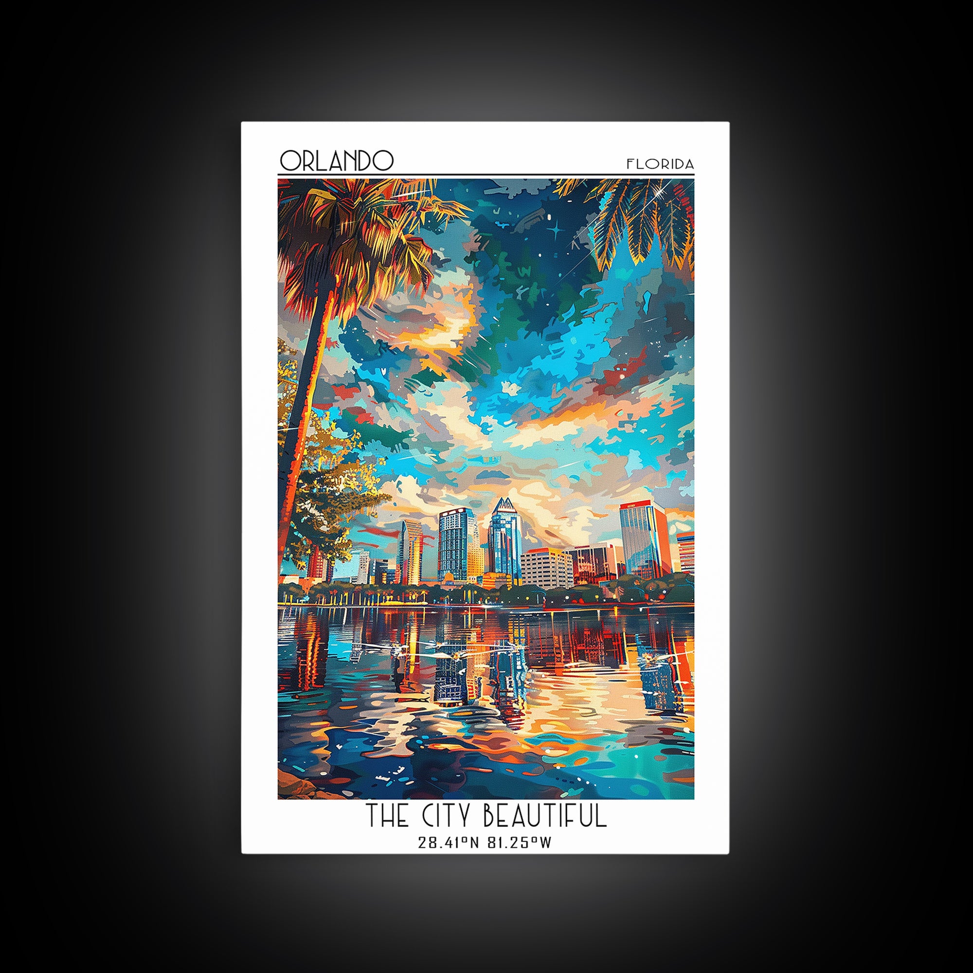 Orlando Travel Poster, Canvas Print, Poster Print, Travel Wall Art, City Illustration, Wall Art, Travel Prints, Living Room Wall Art