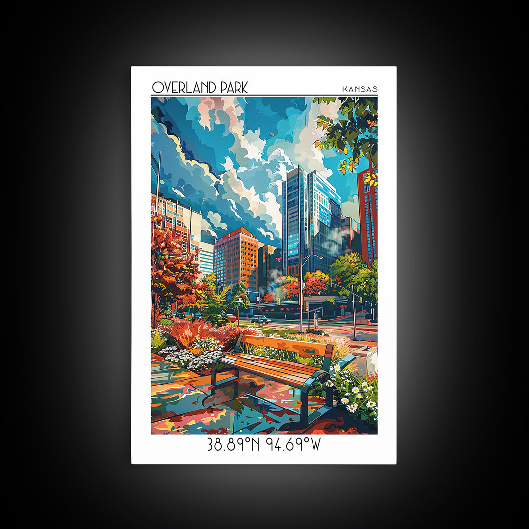 Overland Park Travel Poster, Framed Canvas Print, Poster Print, Travel Wall Art, Vintage Travel Print, Travel Prints, Retro Wall Art