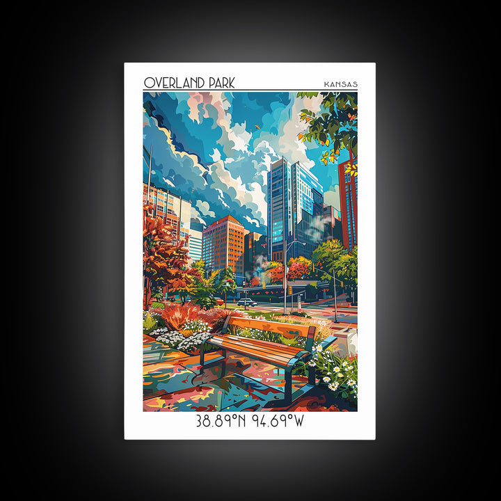 Overland Park Travel Poster, Framed Canvas Print, Poster Print, Travel Wall Art, Vintage Travel Print, Travel Prints, Retro Wall Art