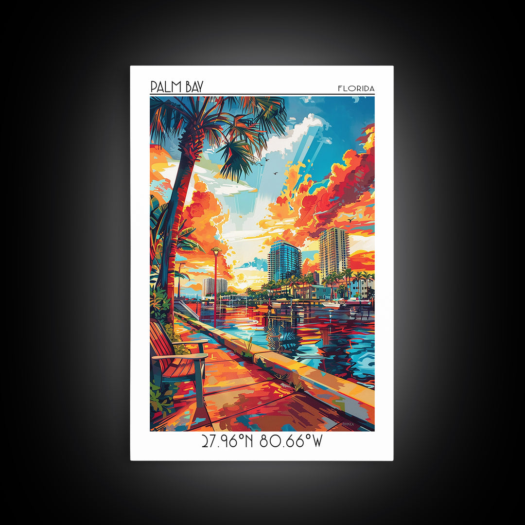 Palm Bay Travel Poster, Canvas Print, Travel Wall Art, City Wall Art, Travel Prints, Vintage Posters, Travel Posters, Fine Art Print