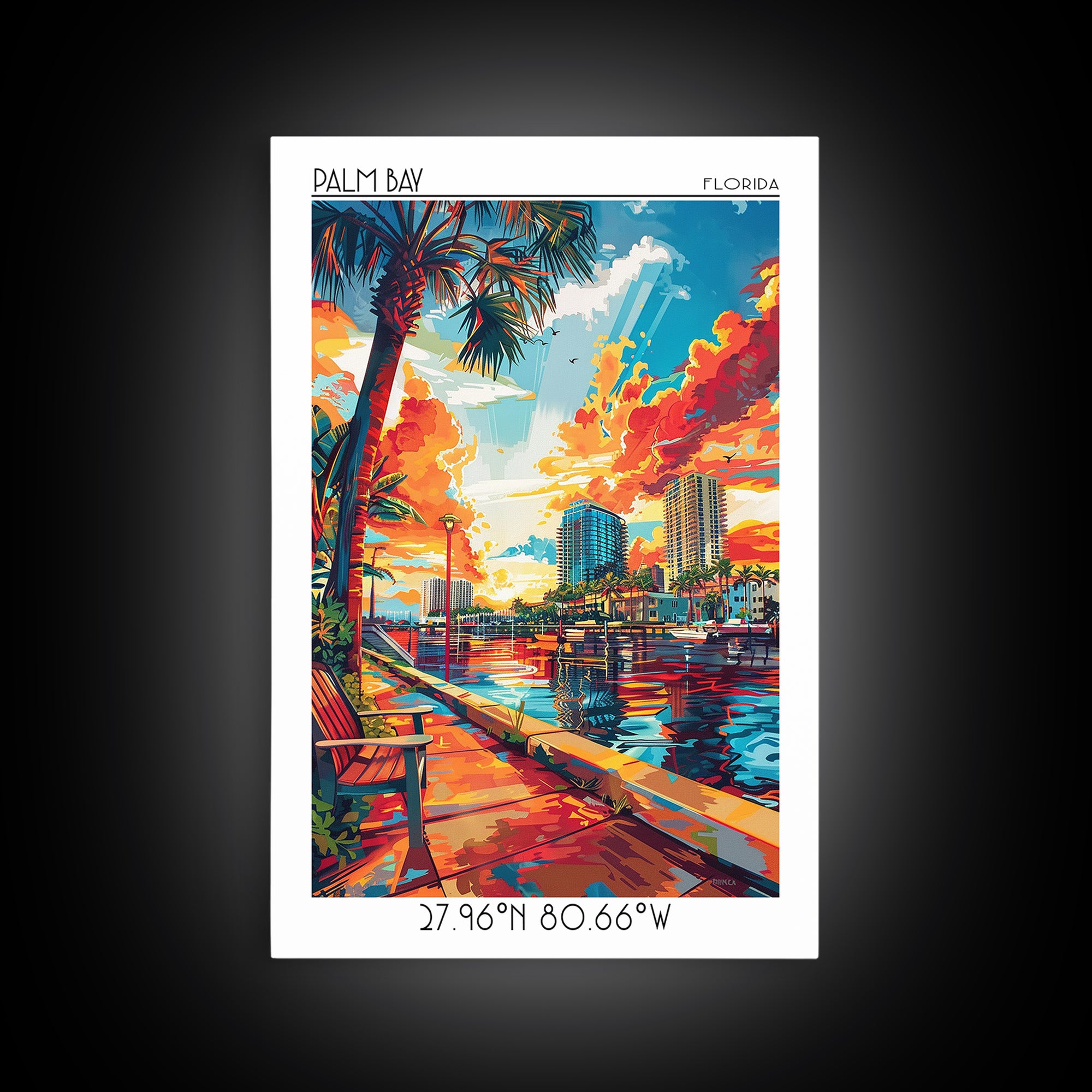 Palm Bay Travel Poster, Canvas Print, Travel Wall Art, City Wall Art, Travel Prints, Vintage Posters, Travel Posters, Fine Art Print