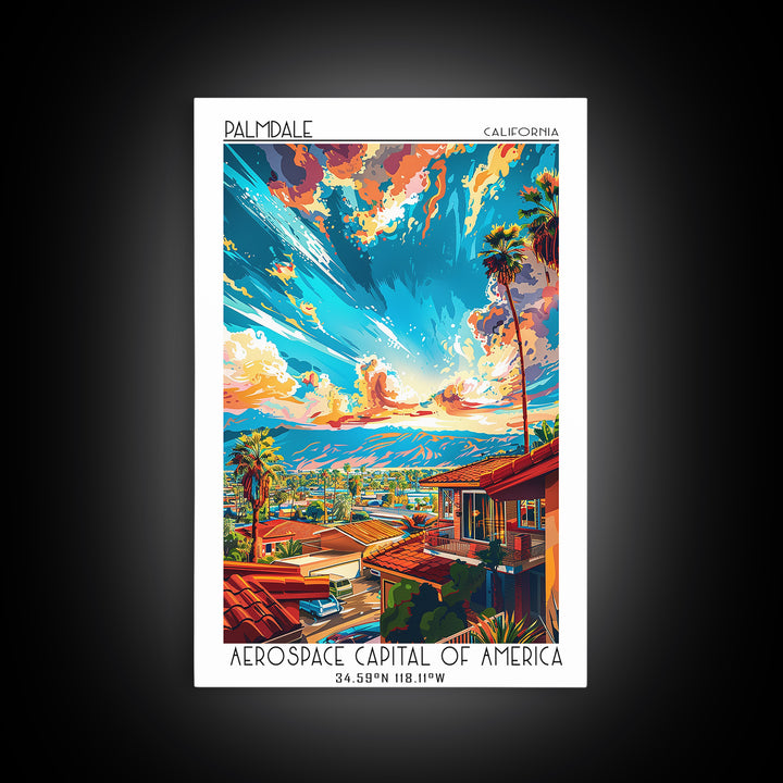 Palmdale Travel Poster, Framed Canvas Print, City Travel Poster, Travel Wall Art, Landscape Art, Retro Travel Print, Vintage Posters