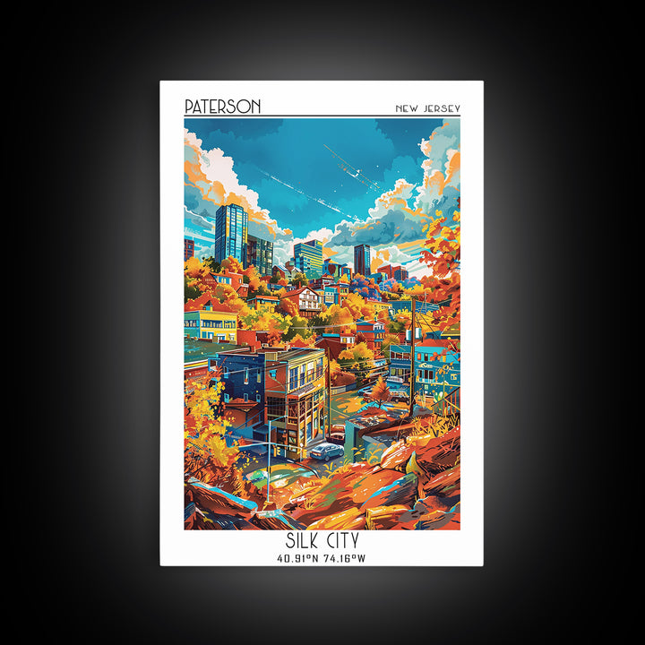 Paterson Travel Poster, Framed Canvas Print, Travel Prints, Landscape Art, City Art Print, Living Room Wall Art, Retro Travel Poster