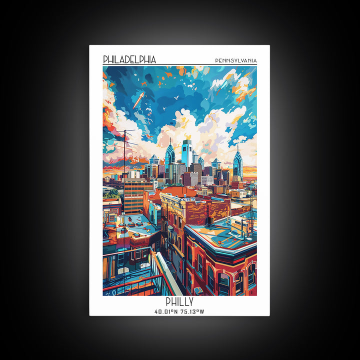 Philadelphia Travel Poster, Framed Canvas Print, City Travel Poster, Travel Wall Decor, Travel Prints, City Wall Art, City Art Print
