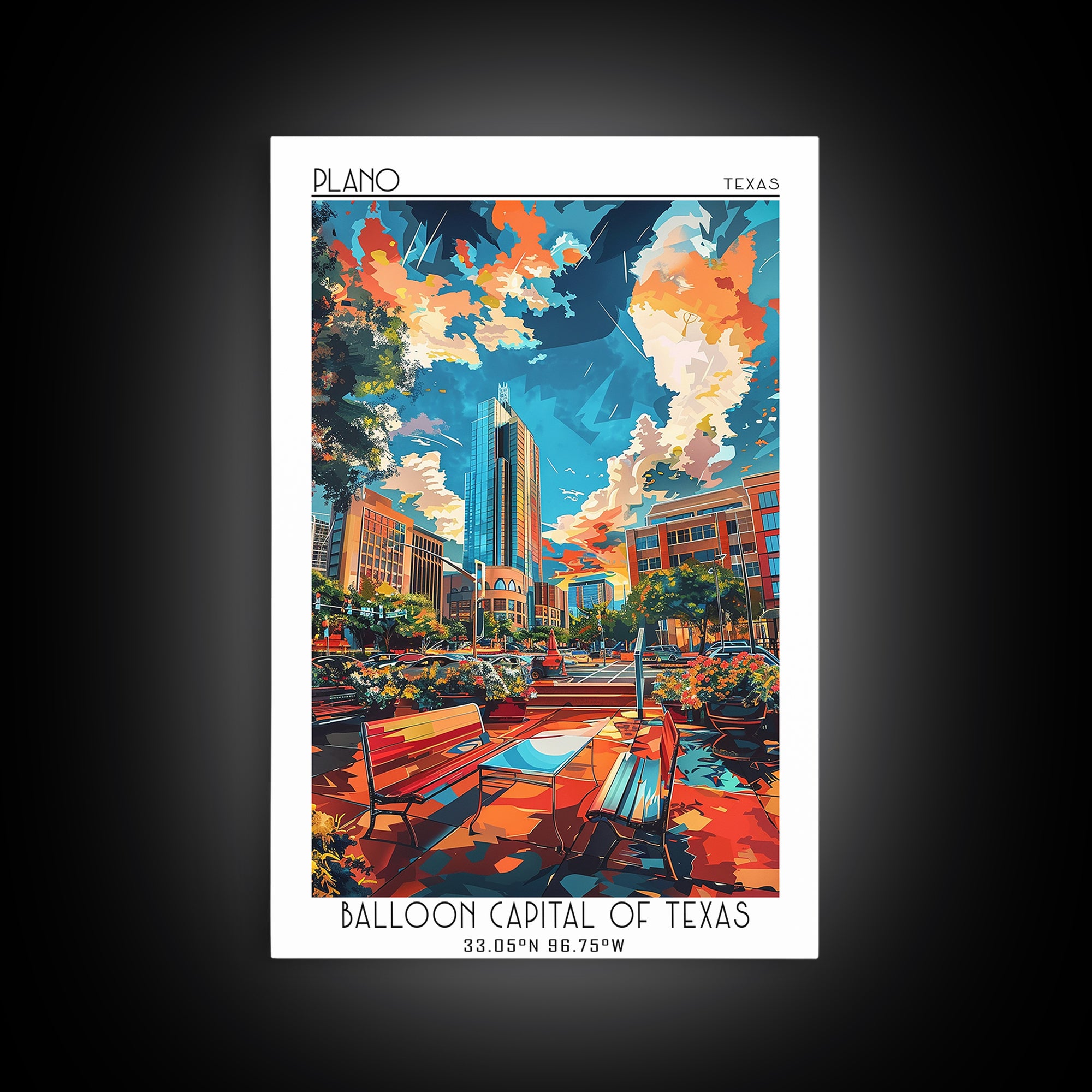 Plano Travel Poster, Canvas Print, Travel Prints, Landscape Art, Travel Decor, Minimalist Poster, Wanderlust Gift, Home Office Decor