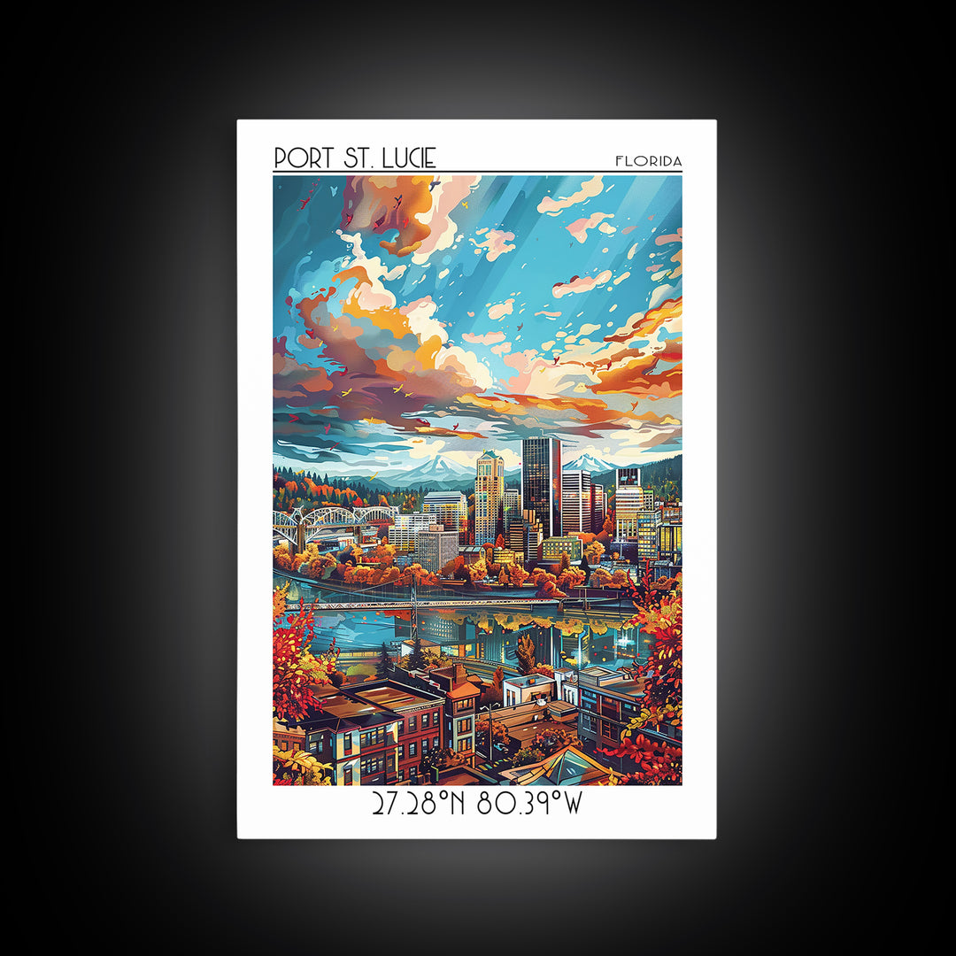 Portland Travel Poster, Framed Canvas Print, City Travel Poster, Vintage City Poster, Travel Wall Art, Vintage Posters, Travel Print