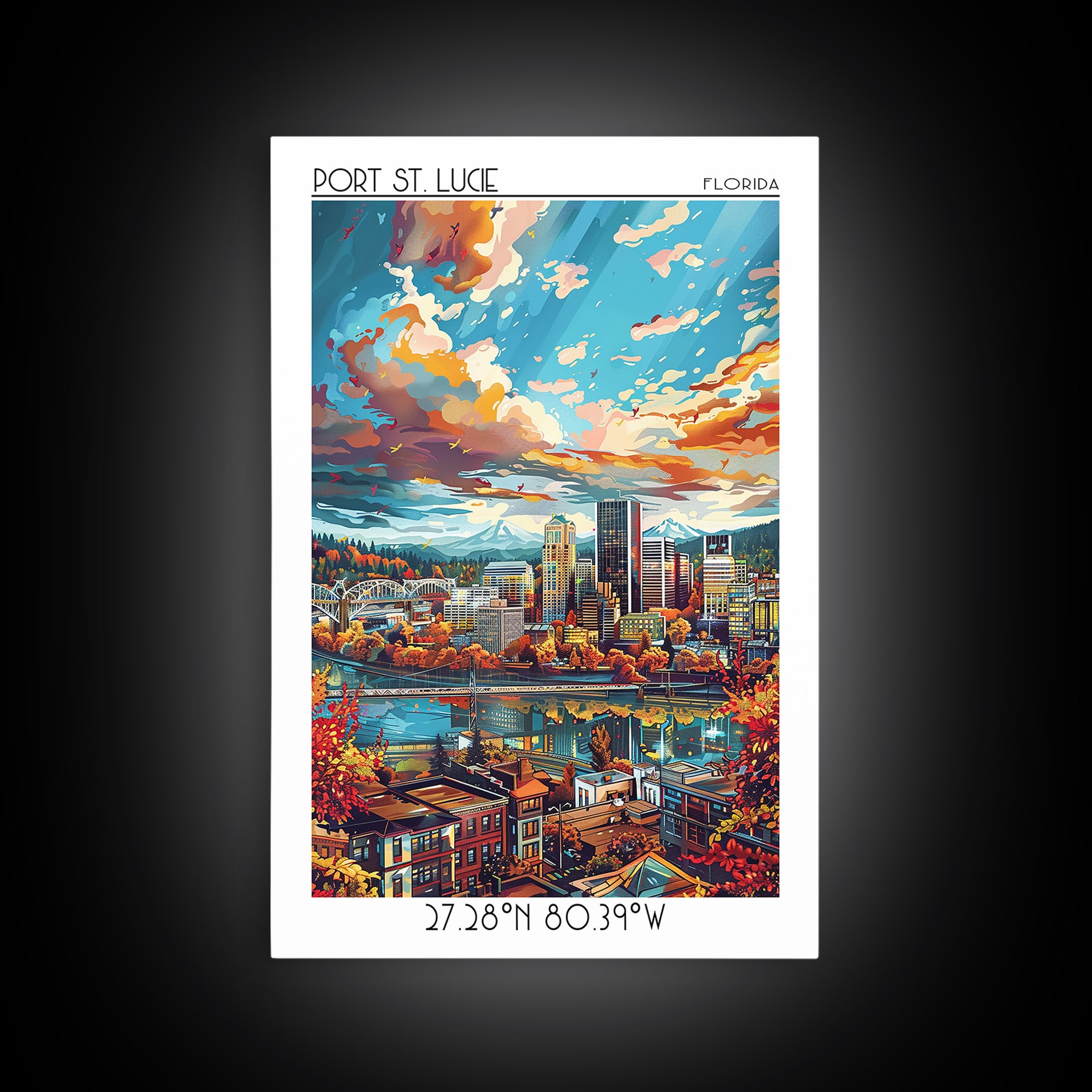 Portland Travel Poster, Framed Canvas Print, City Travel Poster, Vintage City Poster, Travel Wall Art, Vintage Posters, Travel Print