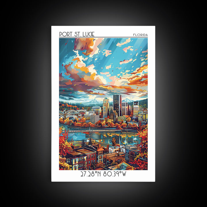 Portland Travel Poster, Framed Canvas Print, City Travel Poster, Vintage City Poster, Travel Wall Art, Vintage Posters, Travel Print