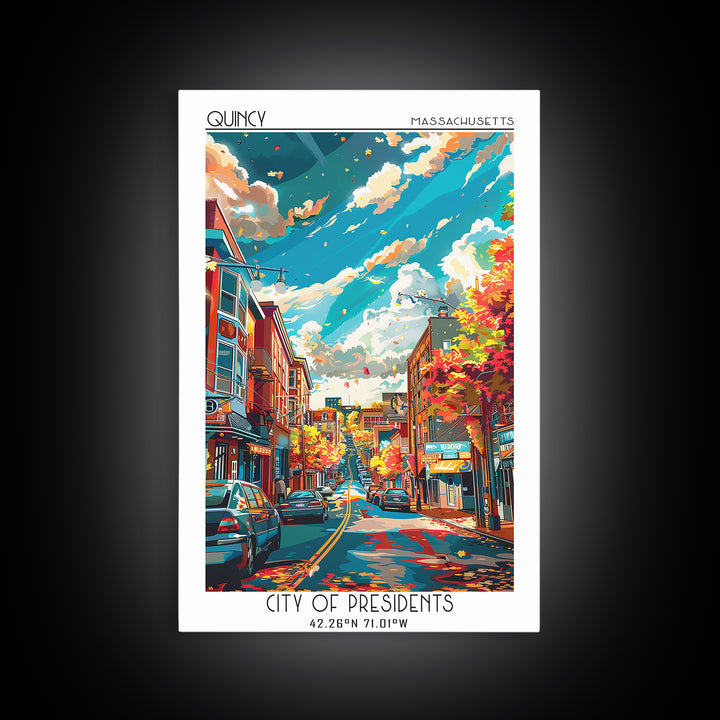 Quincy Travel Poster, Canvas Print, Travel Wall Art, City Wall Art, Vintage Travel, City Art Print, Vintage Travel Art, Travel Print