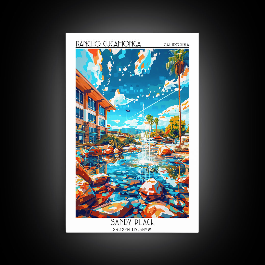 Rancho Cucamonga Travel Poster, Framed Canvas Print, Travel Art Print, Modern Wall Decor, Wall Art, Travel Print, Retro Travel Print