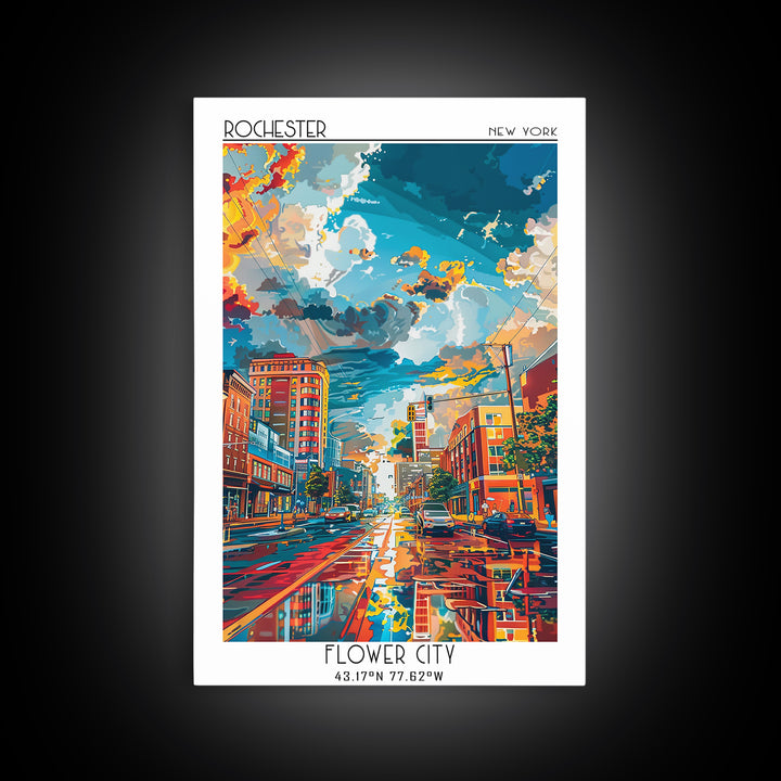Rochester Travel Poster, Canvas Print, Retro Wall Art, Travel Print, Travel Art Print, Fine Art Print, Art Print, City Travel Poster