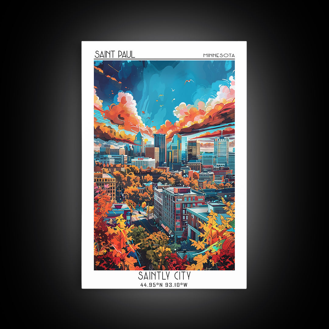 Saint Paul Travel Poster, Canvas Print, Retro Travel Poster, City Wall Art, City Travel Poster, Vintage Poster, Living Room Wall Art
