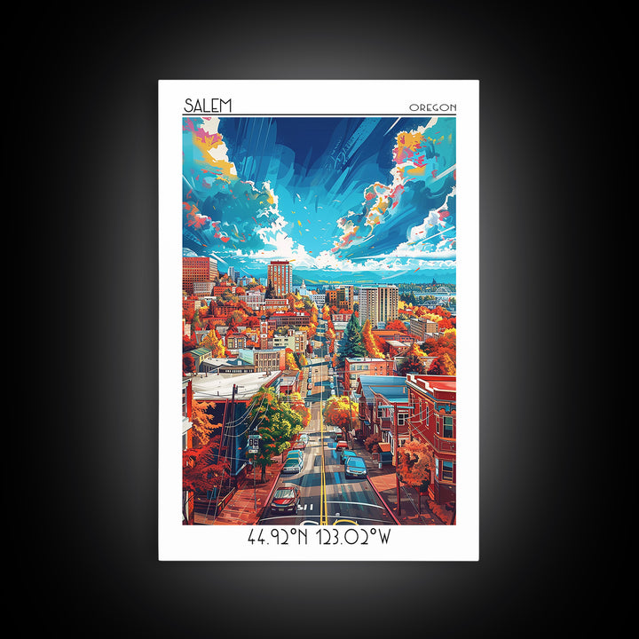 Salem Travel Poster, Framed Canvas Print, City Travel Poster, Travel Wall Decor, Fine Art Print, Travel Art Print, Home Office Decor