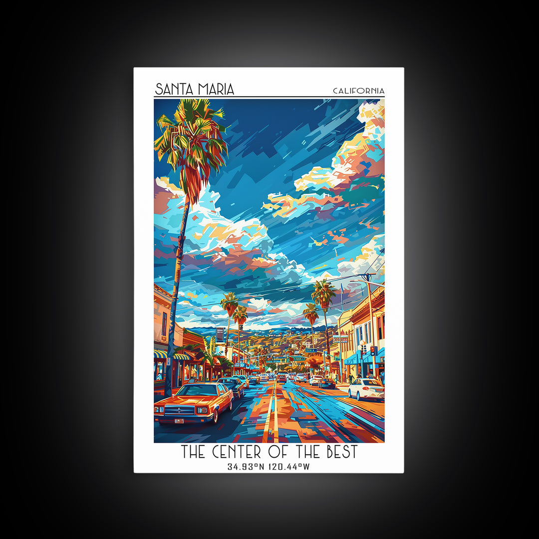 Santa Maria Travel Poster, Canvas Print, City Travel Poster, Vintage City Poster, City Art Print, Retro Travel Print, Fine Art Print