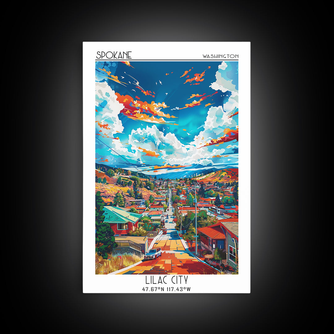 Spokane Valley Travel Poster, Framed Canvas Print, City Travel Poster, Travel Wall Decor, Fine Art Print, Travel Posters, Home Decor