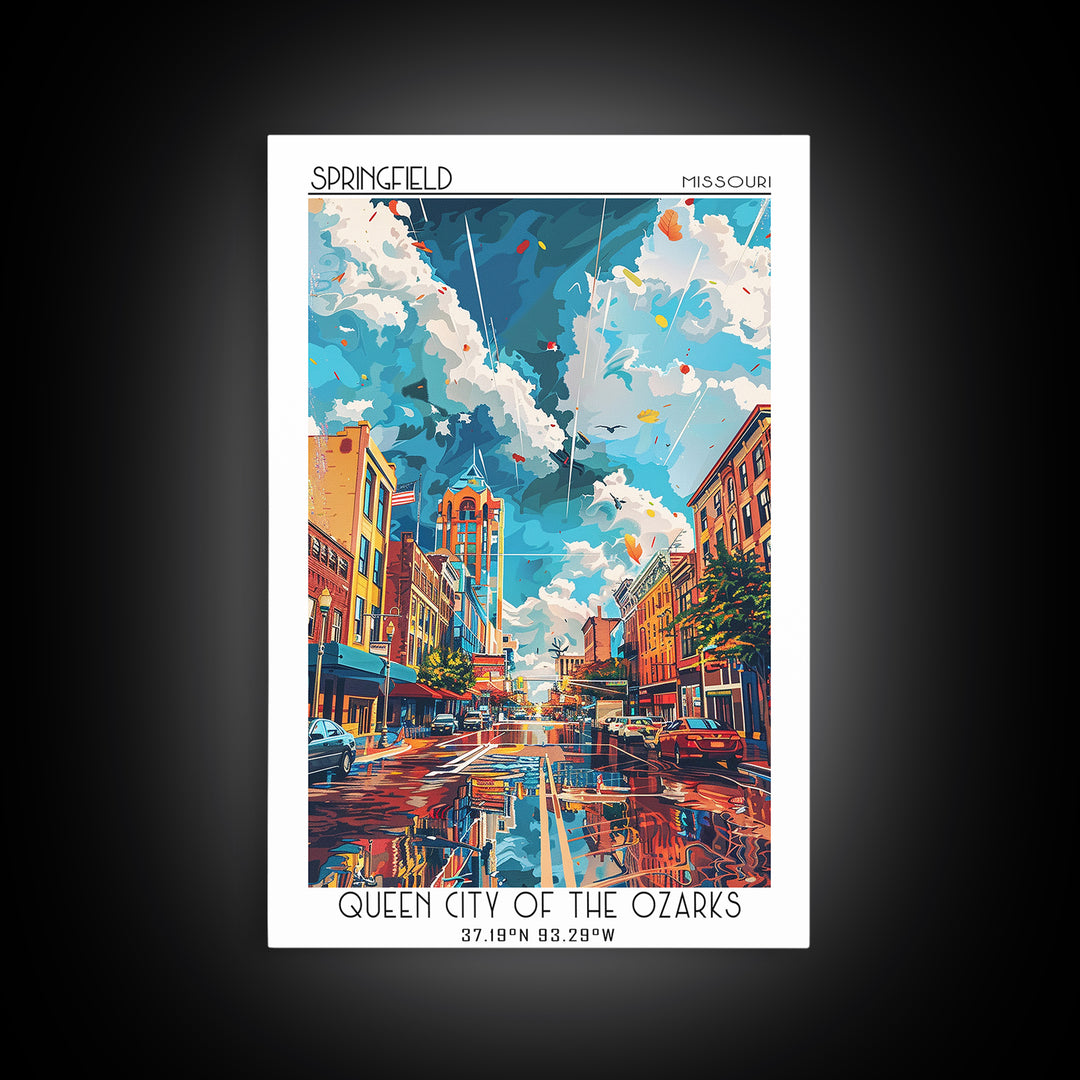 Springfield Travel Poster, Canvas Print, City Travel Poster, Vintage City Poster, Mid Century Wall Art, Travel Print, Vintage Travel