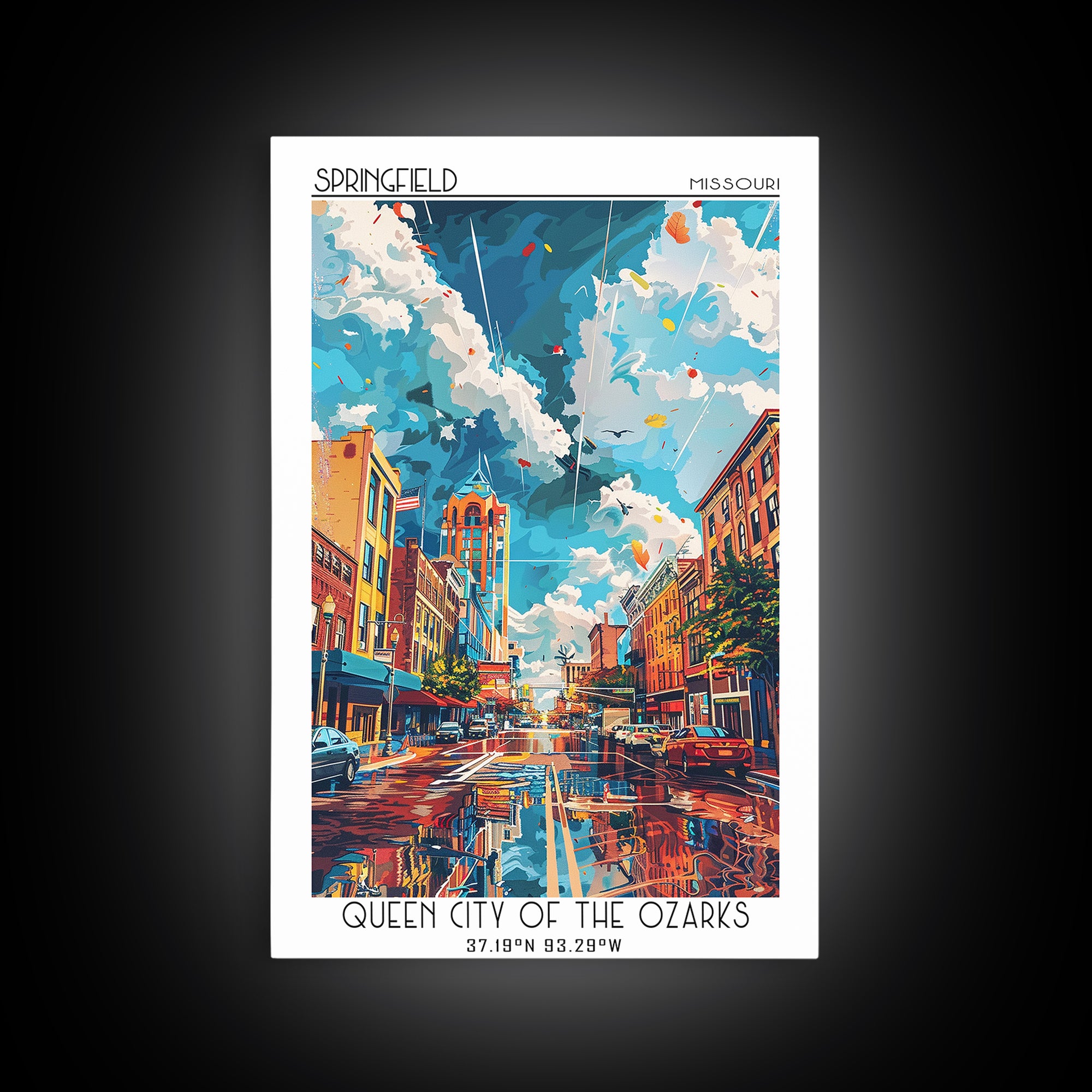 Springfield Travel Poster, Canvas Print, City Travel Poster, Vintage City Poster, Mid Century Wall Art, Travel Print, Vintage Travel