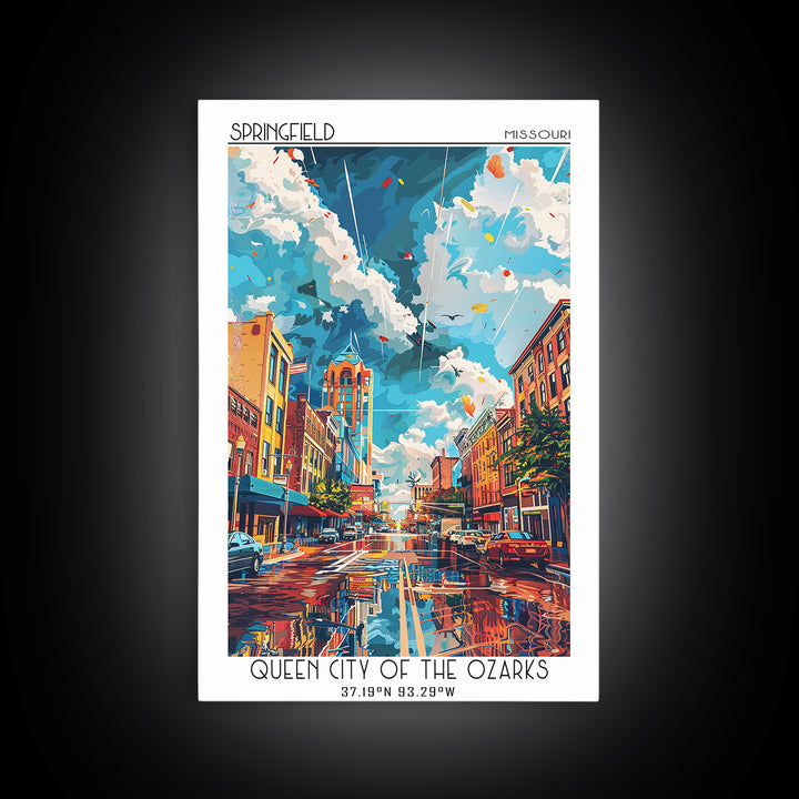 Springfield Travel Poster, Canvas Print, City Travel Poster, Vintage City Poster, Mid Century Wall Art, Travel Print, Vintage Travel
