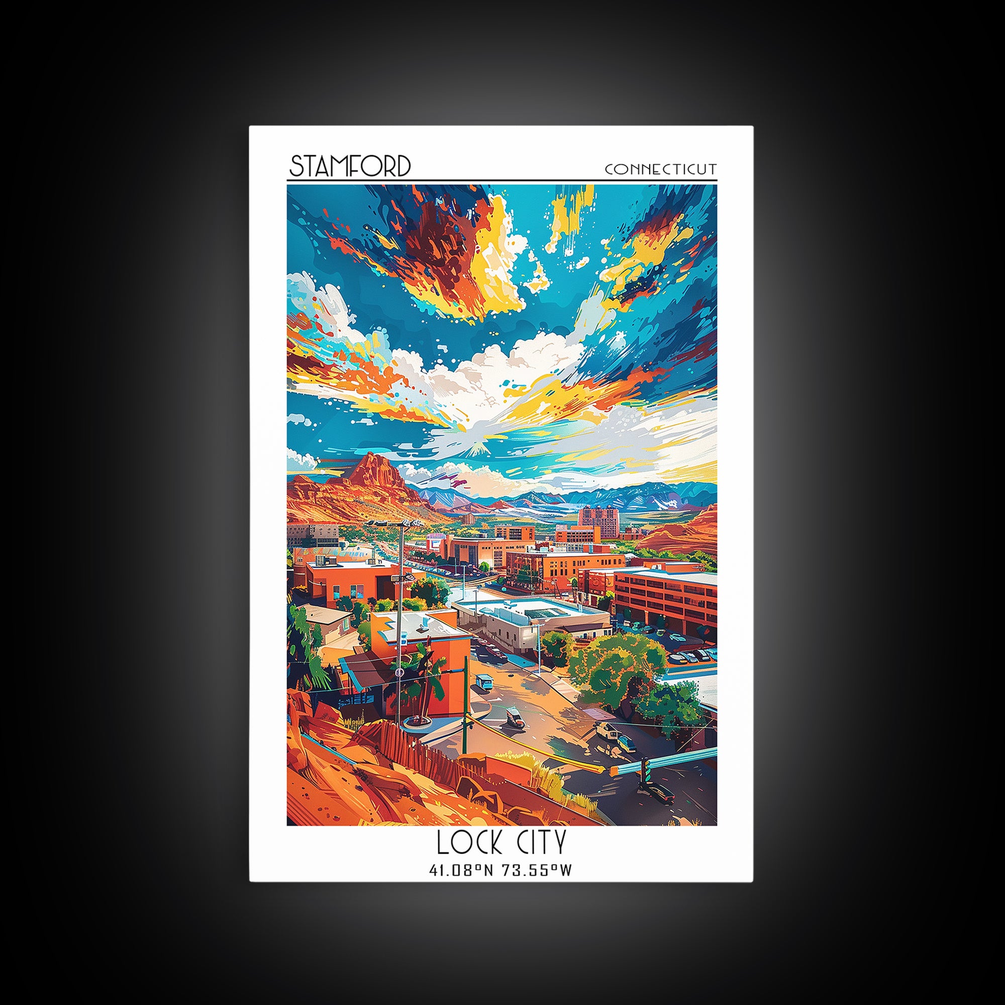 St George Travel Poster, Framed Canvas Print, Travel Wall Art, City Wall Art, Gallery Wall Set, City Art Print, Watercolor Cityscape