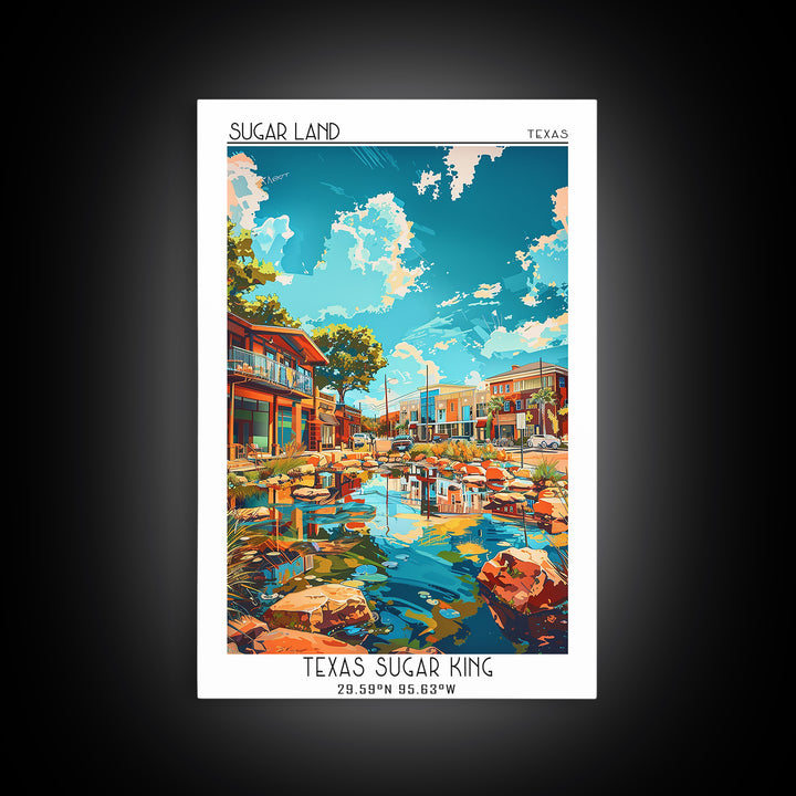 Sugar Land Travel Poster, Canvas Print, Retro Travel Poster, City Wall Art, City Art Print, Art Print, Landscape Art, Travel Posters