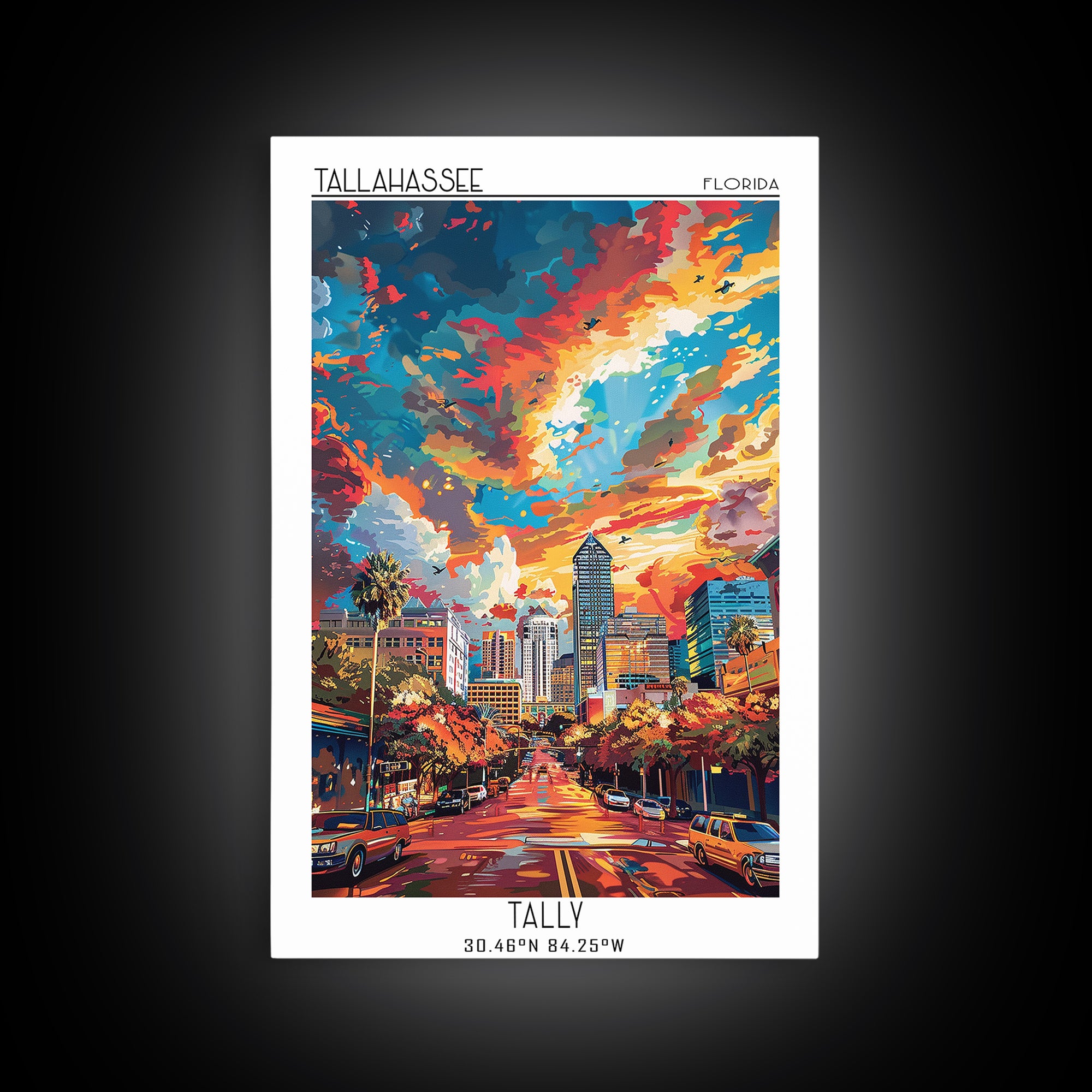 Tallahassee Travel Poster, Framed Canvas Print, City Art Print, Travel Wall Art, Modern Wall Decor, Travel Print, City Travel Poster
