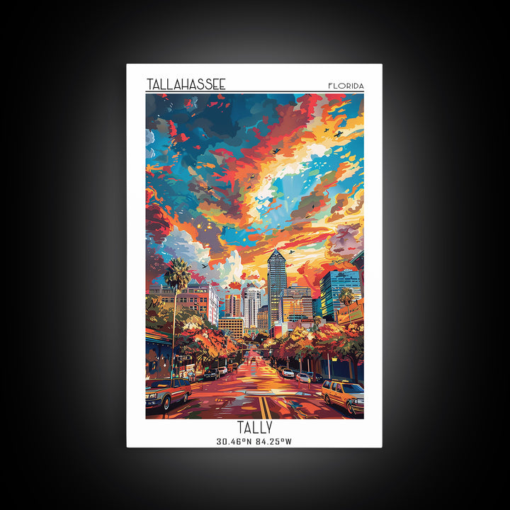 Tallahassee Travel Poster, Framed Canvas Print, City Art Print, Travel Wall Art, Modern Wall Decor, Travel Print, City Travel Poster