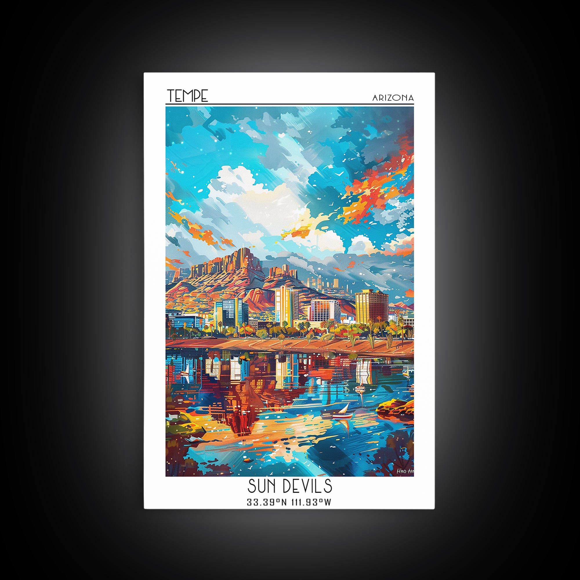 Tempe Travel Poster, Canvas Print, Retro Wall Art, Travel Print, City Illustration, Vintage Poster, Poster Art, Mid Century Wall Art