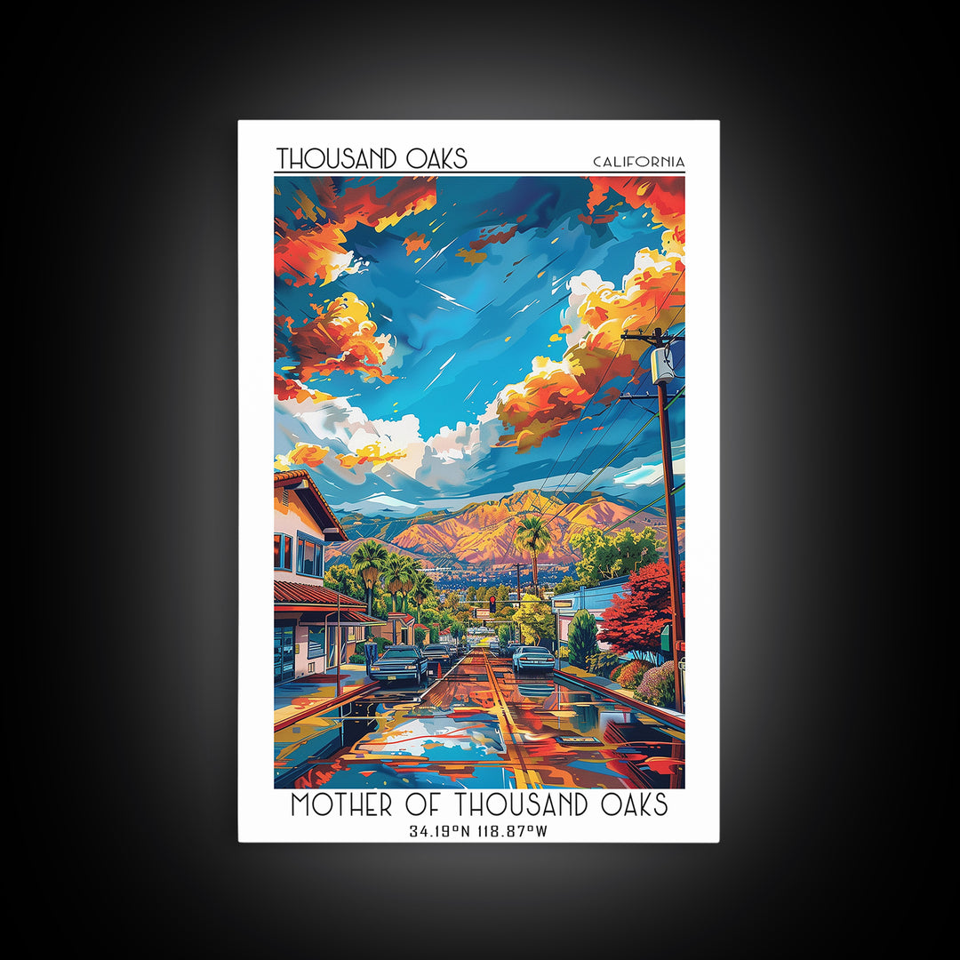 Thousand Oaks Travel Poster, Framed Canvas Print, City Travel Poster, Travel Wall Art, Art Print, Fine Art Print, Vintage Travel Art