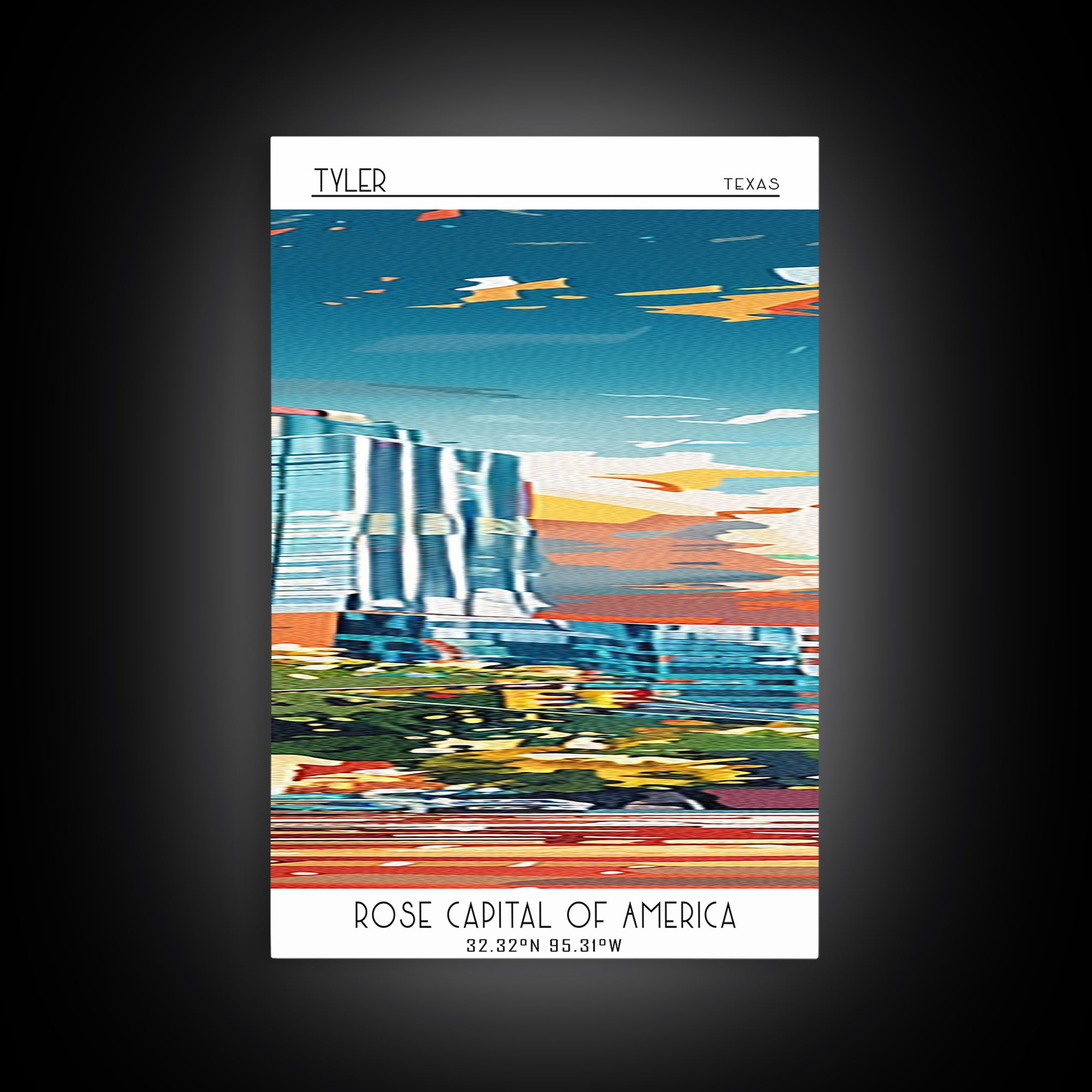 Tyler Travel Poster, Framed Canvas Print, Travel Prints, Landscape Art, Art Print, Minimalist Poster, Vintage Poster, Travel Posters
