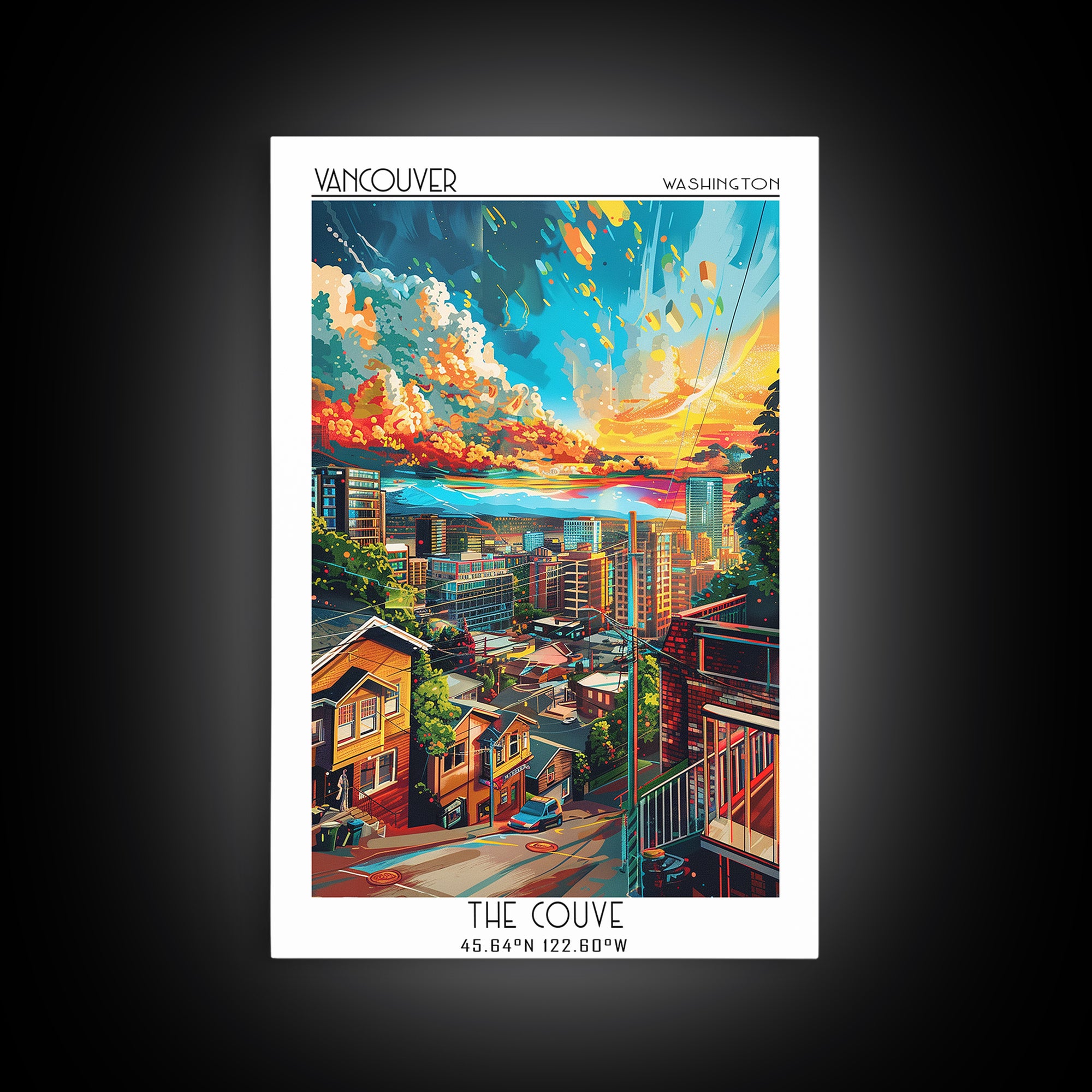 Vancouver Travel Poster, Framed Canvas Print, City Art Print, Travel Wall Art, Minimalist Poster, Vintage Poster, Retro Travel Print