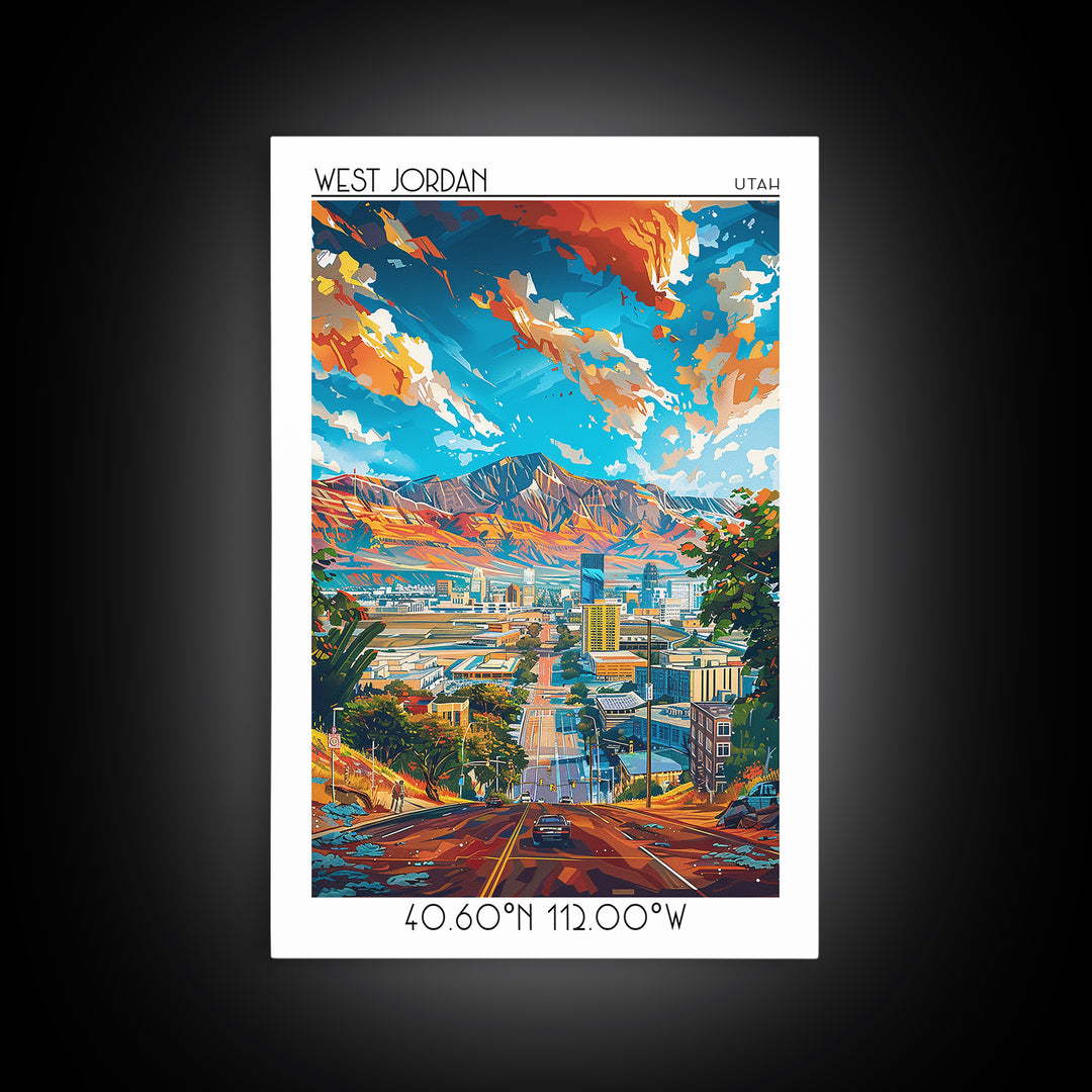 West Jordan Travel Poster, Canvas Print, City Travel Poster, Travel Wall Art, Gallery Wall Set, Vintage Travel, Vintage Travel Print