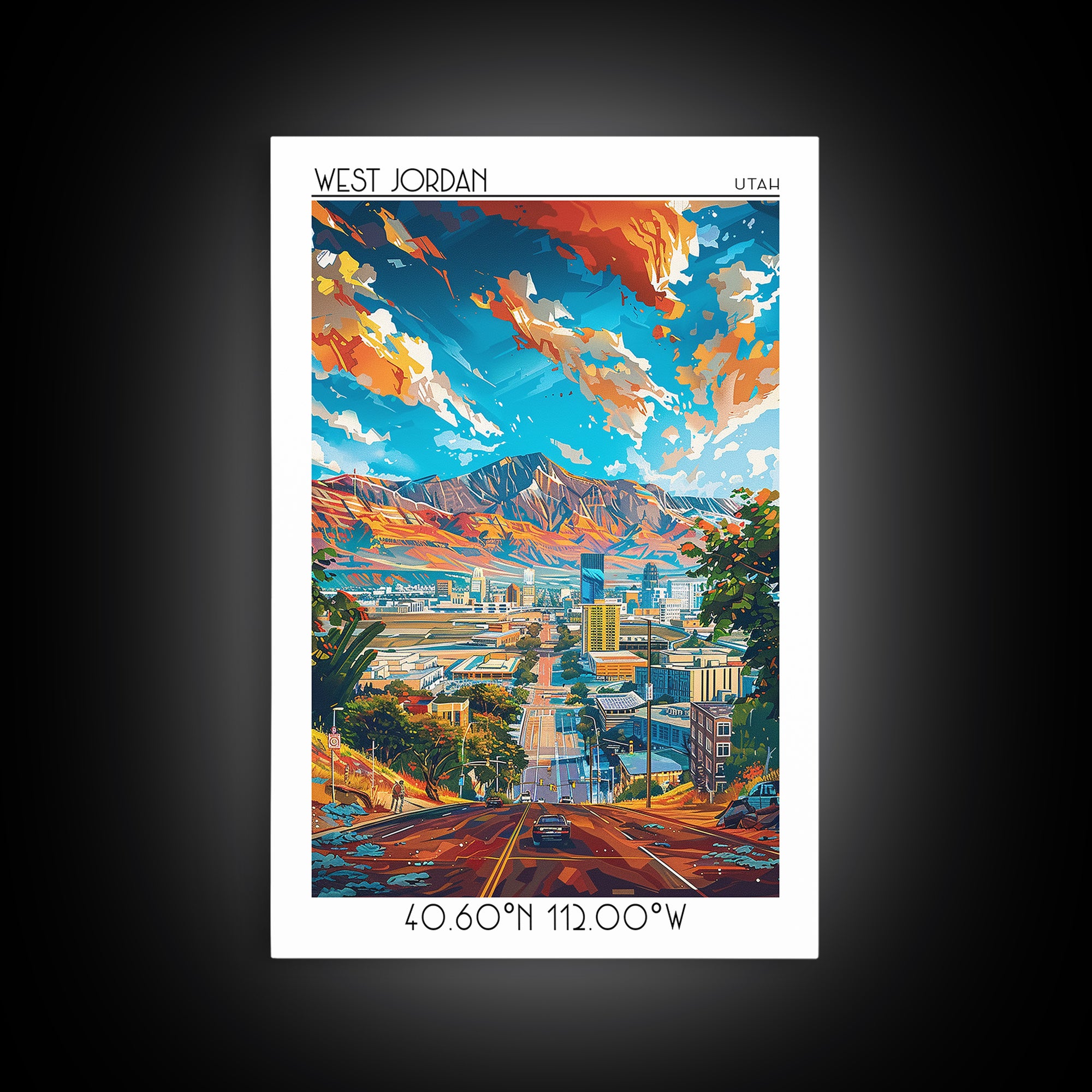 West Jordan Travel Poster, Canvas Print, City Travel Poster, Travel Wall Art, Gallery Wall Set, Vintage Travel, Vintage Travel Print
