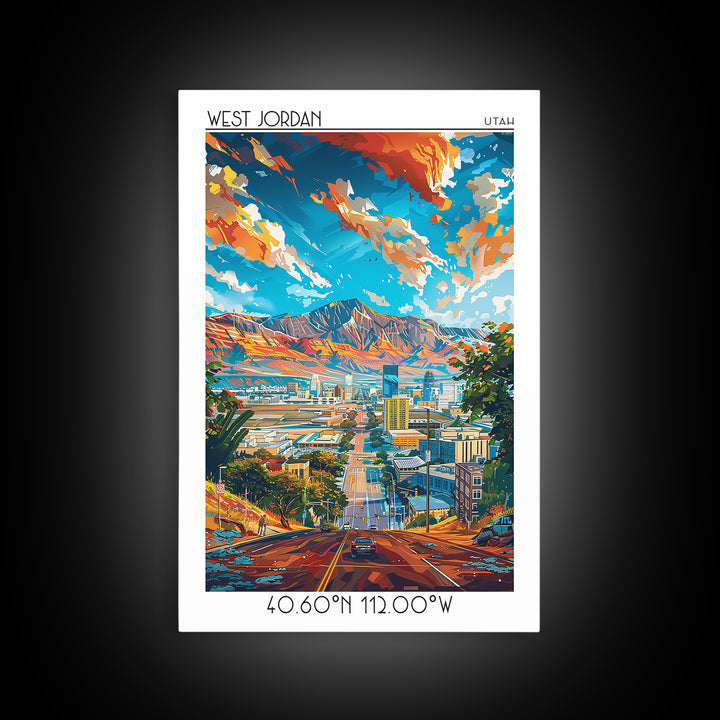 West Jordan Travel Poster, Canvas Print, City Travel Poster, Travel Wall Art, Gallery Wall Set, Vintage Travel, Vintage Travel Print