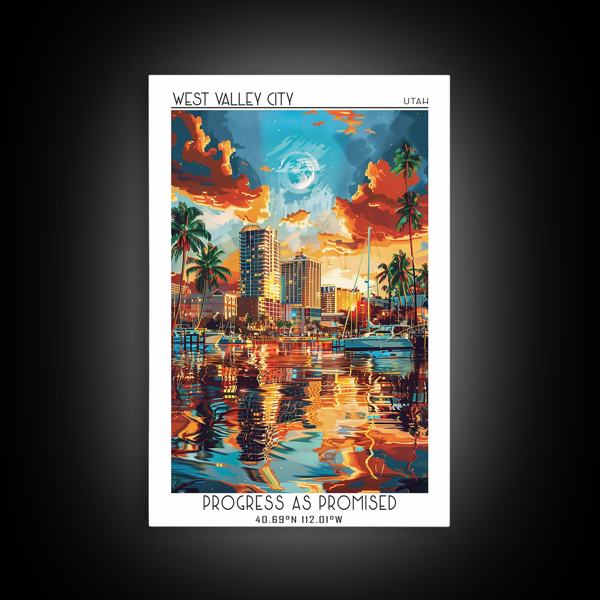 West Palm Beach Travel Poster, Framed Canvas Print, Poster Print, Travel Wall Art, Travel Posters, Minimalist Poster, Fine Art Print