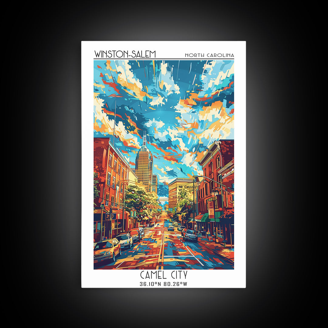 Winston-Salem Travel Poster, Canvas Print, Travel Wall Decor, Minimalist Poster, Travel Prints, Retro Travel Print, Gallery Wall Set