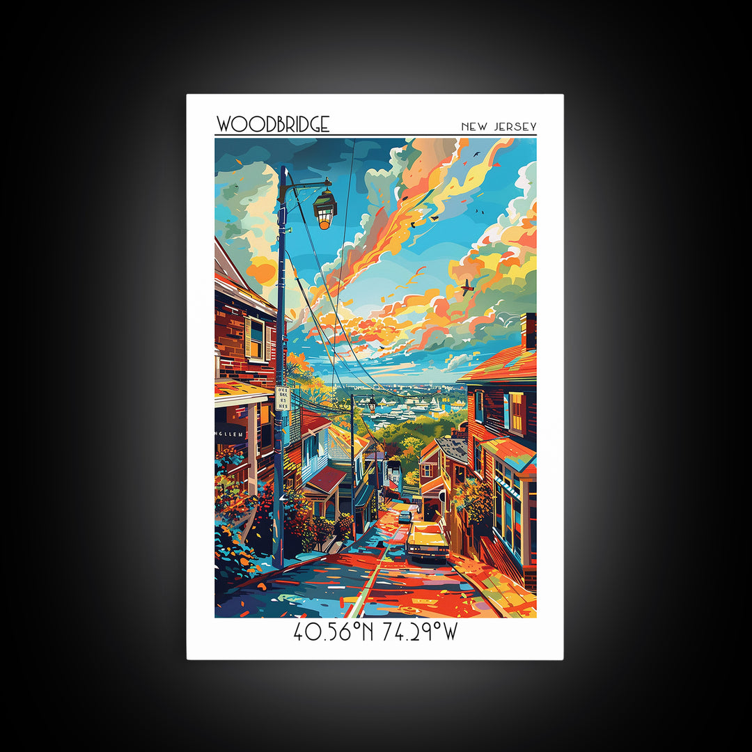 Woodbridge Travel Poster, Canvas Print, Travel Wall Decor, Minimalist Poster, Living Room Wall Art, Retro Travel Print, Poster Print
