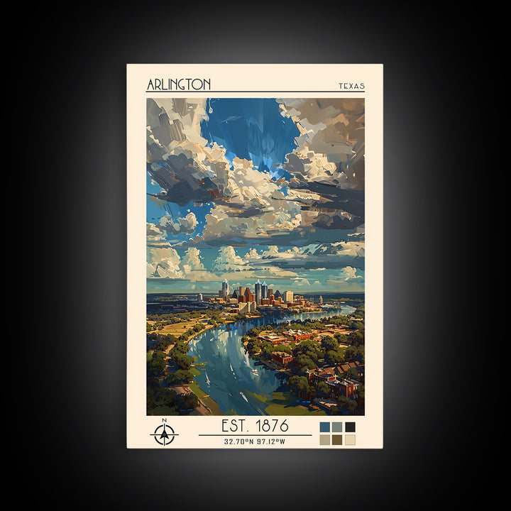 Arlington Travel Poster, Framed Canvas Print, City Travel Poster, Vintage City Poster, Fine Art Print, Travel Prints, Travel Posters