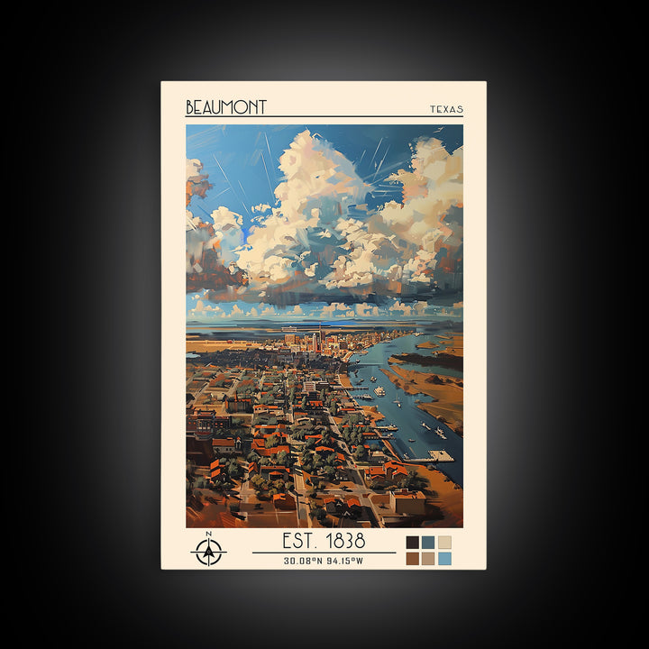 Beaumont Travel Poster, Canvas Print, City Travel Poster, Vintage City Poster, Minimalist Poster, Fine Art Print, Vintage Travel Art