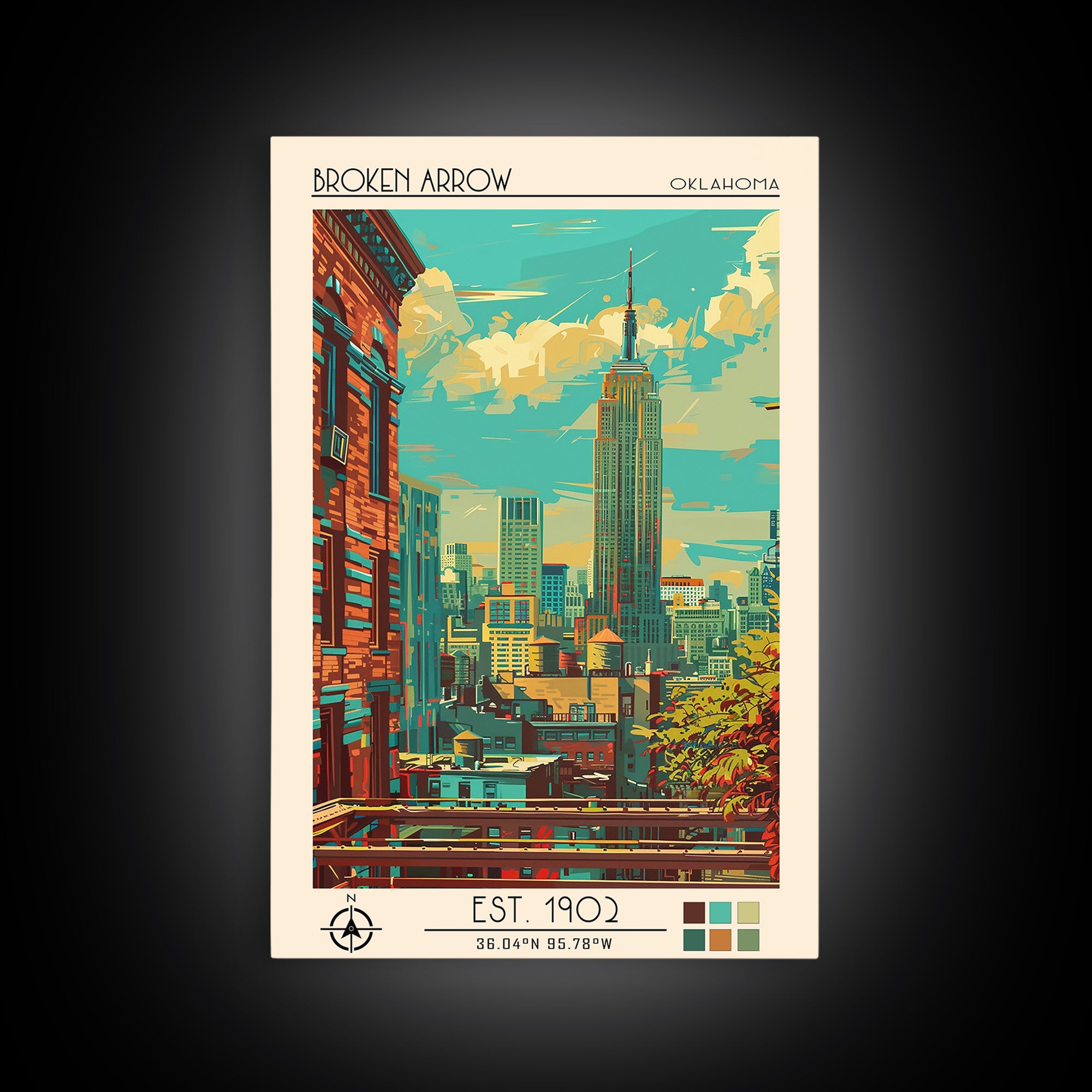 Broken Arrow Travel Poster, Canvas Print, Retro Travel Poster, City Wall Art, Poster Art, Travel Wall Art, Art Print, Retro Wall Art