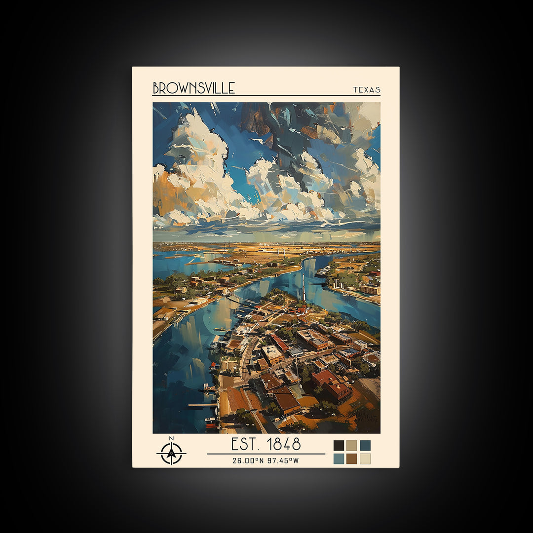 Brownsville Travel Poster, Canvas Print, Poster Print, Travel Wall Art, Minimalist Poster, Fine Art Print, City Art Print, Art Print
