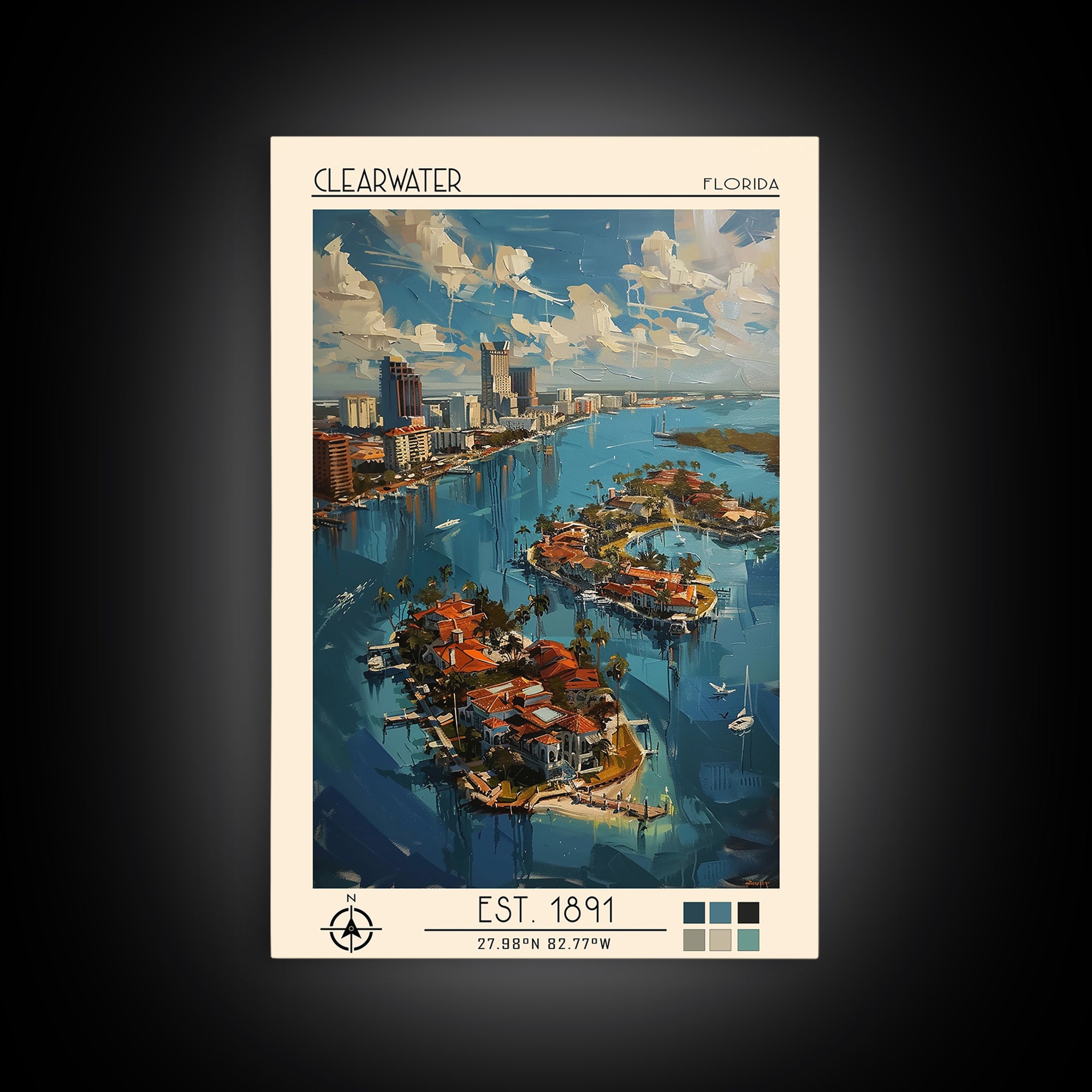 Clearwater Travel Poster, Canvas Print, Travel Art Print, Modern Wall Decor, Colorful Wall Art, Retro Travel Print, Gallery Wall Set