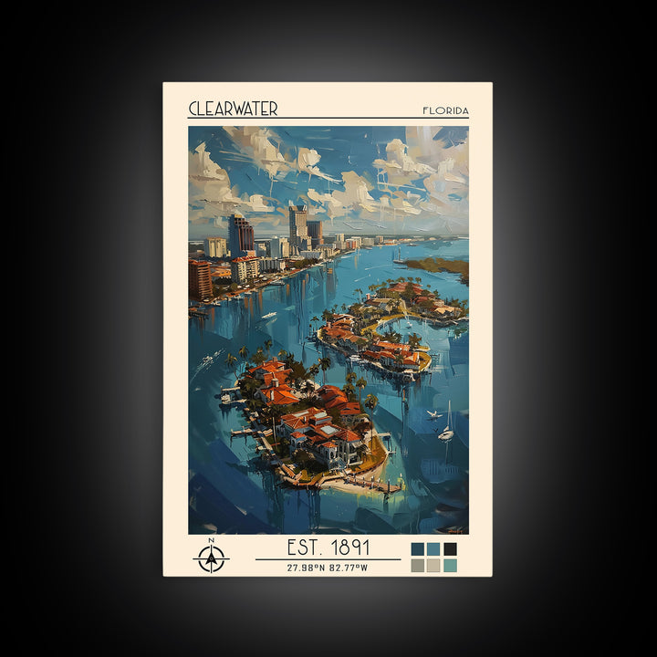 Clearwater Travel Poster, Canvas Print, Travel Art Print, Modern Wall Decor, Colorful Wall Art, Retro Travel Print, Gallery Wall Set