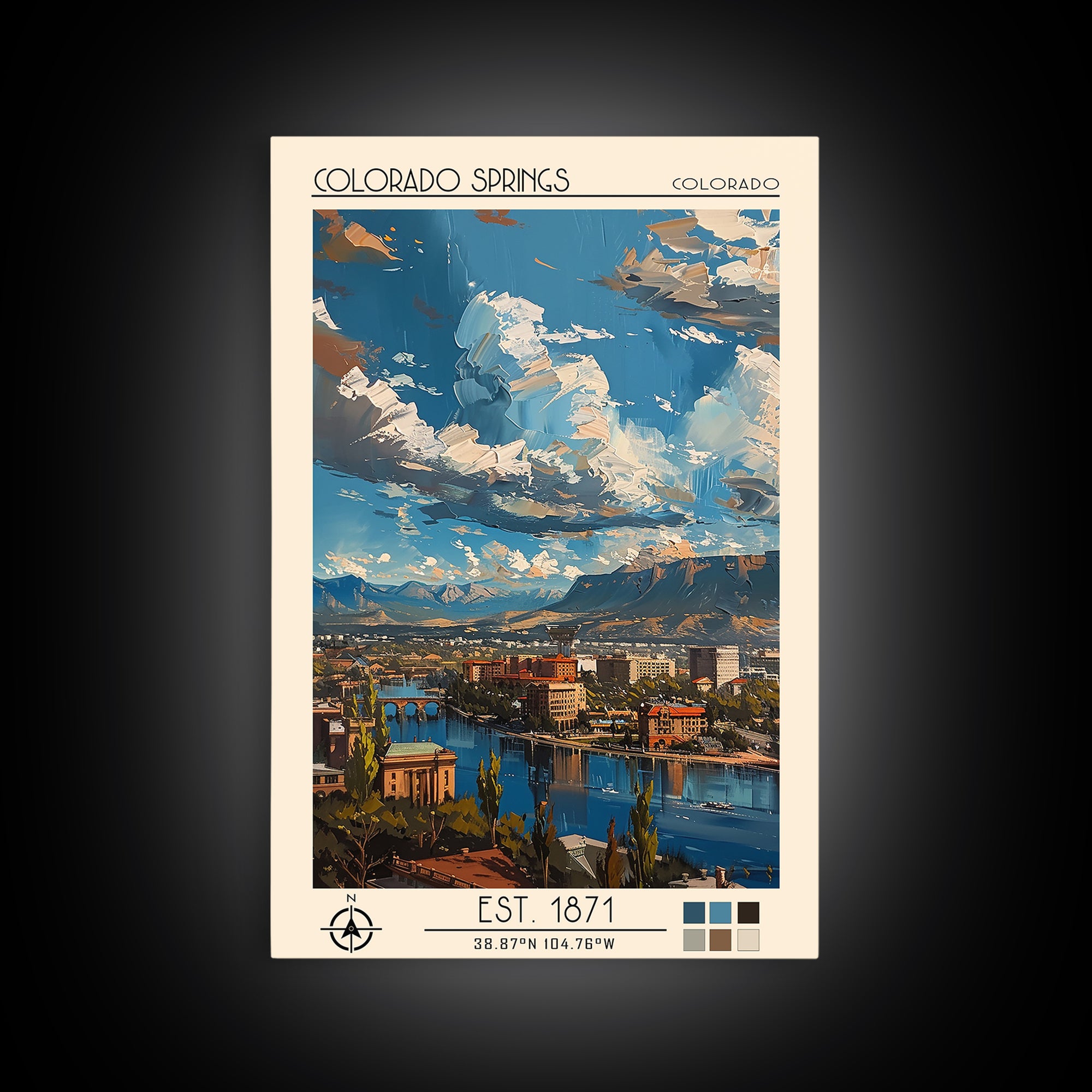 Colorado Springs Travel Poster, Canvas Print, City Art Print, Travel Wall Art, Colorful Wall Art, City Travel Poster, Retro Wall Art