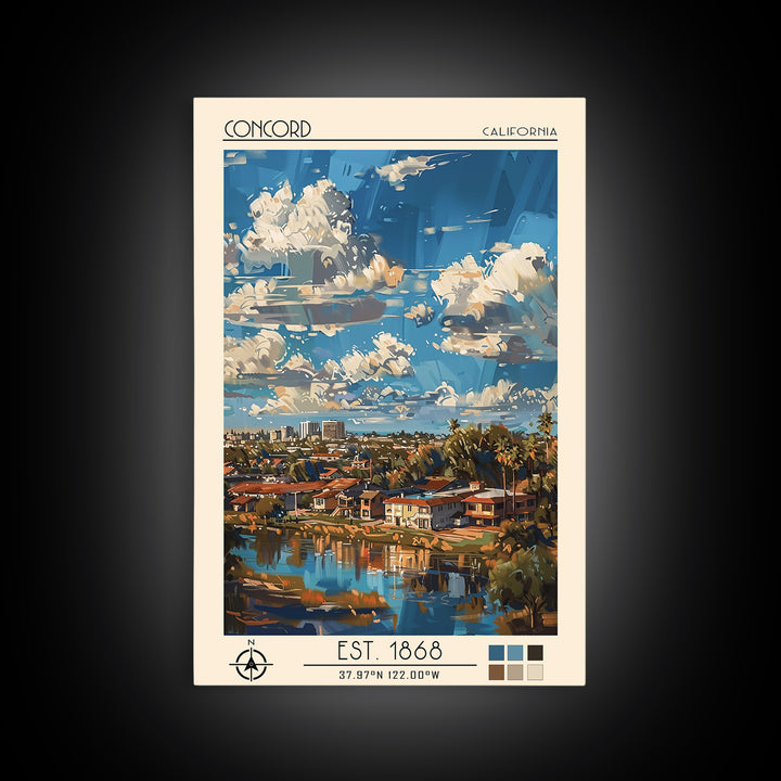 Concord Travel Poster, Framed Canvas Print, City Travel Poster, Travel Wall Art, Living Room Wall Art, Landscape Art, City Art Print