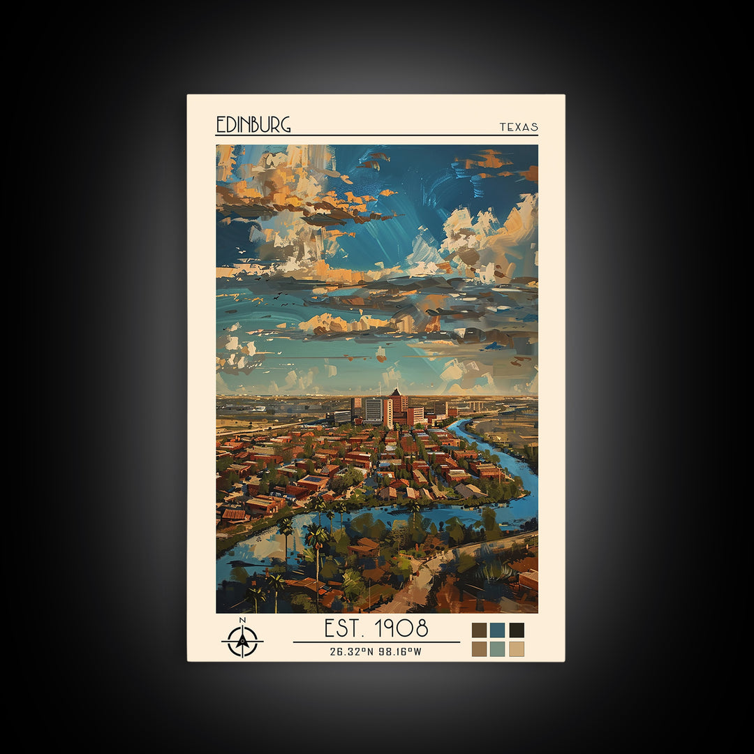 Edinburg Travel Poster, Framed Canvas Print, City Art Print, Travel Wall Art, Landscape Art, City Travel Poster, Vintage City Poster