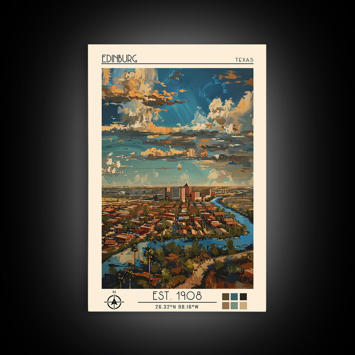 Edinburg Travel Poster, Framed Canvas Print, City Art Print, Travel Wall Art, Landscape Art, City Travel Poster, Vintage City Poster