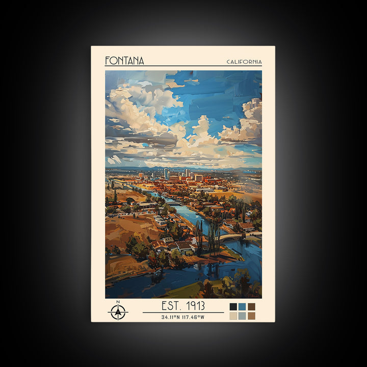 Fontana Travel Poster, Canvas Print, City Travel Poster, Vintage City Poster, City Art Print, Retro Travel Poster, City Illustration