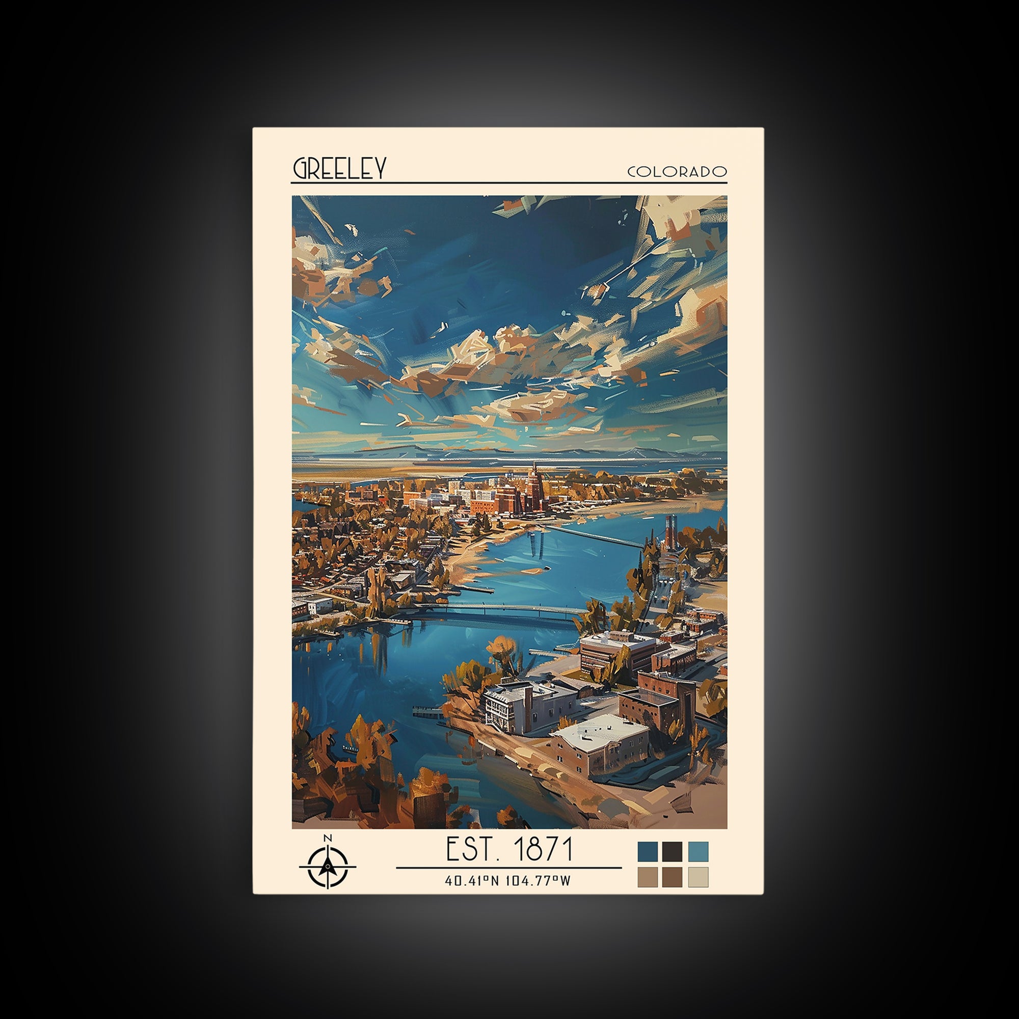 Greeley Travel Poster, Canvas Print, Travel Art Print, Modern Wall Decor, Travel Prints, City Art Print, Travel Wall Decor, Wall Art