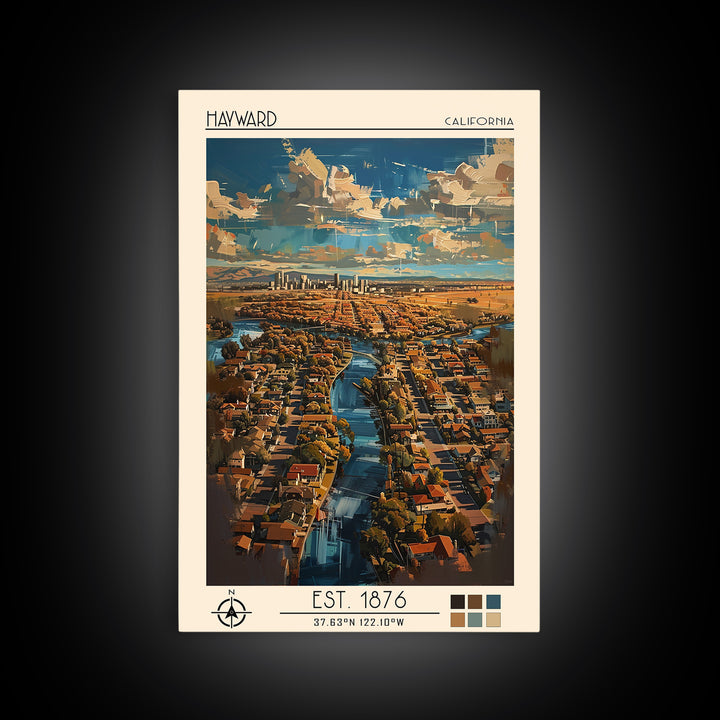 Hayward Travel Poster, Canvas Print, Retro Wall Art, Travel Print, Wanderlust Gift, Vintage City Poster, Gallery Wall Set, Art Print