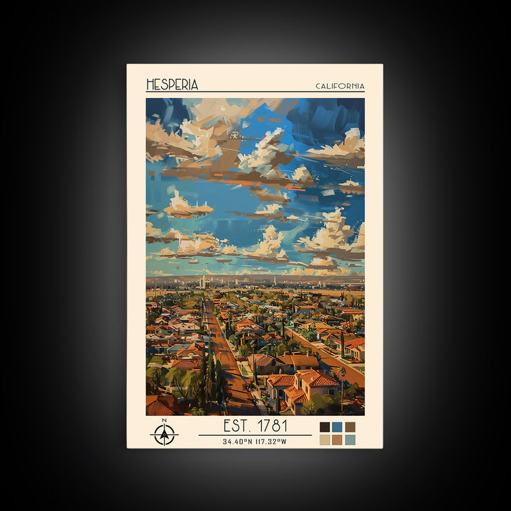 Hesperia Travel Poster, Canvas Print, City Art Print, Travel Wall Art, City Wall Art, Retro Wall Art, Travel Print, Gallery Wall Set